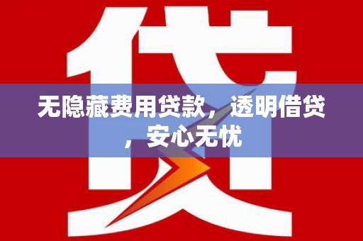 吴川无隐藏费用贷款，透明借贷，安心无忧