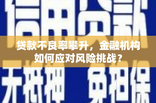 吴川贷款不良率攀升，金融机构如何应对风险挑战？