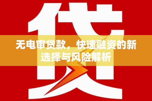 吴川无电审贷款，快速融资的新选择与风险解析