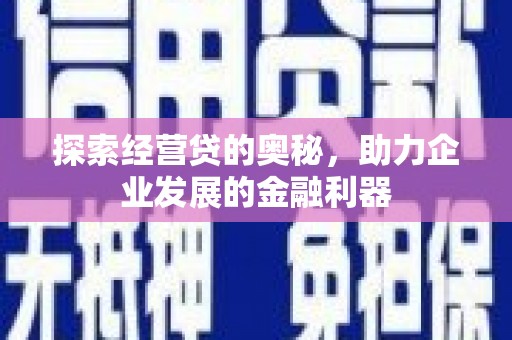 吴川探索经营贷的奥秘，助力企业发展的金融利器