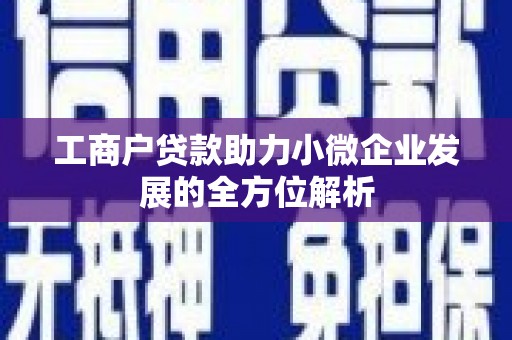 吴川工商户贷款助力小微企业发展的全方位解析