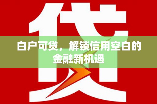 吴川白户可贷，解锁信用空白的金融新机遇