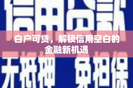 吴川白户可贷，解锁信用空白的金融新机遇
