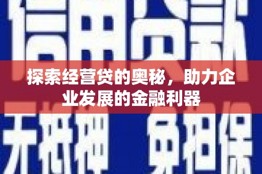吴川探索经营贷的奥秘，助力企业发展的金融利器