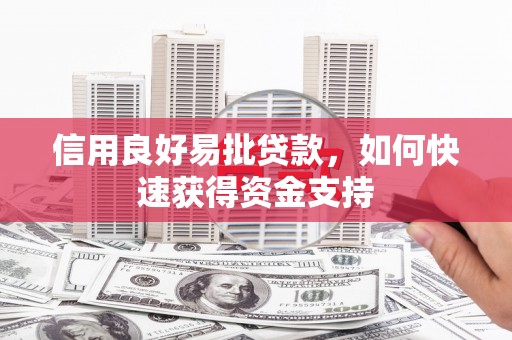 吴川信用良好易批贷款，如何快速获得资金支持