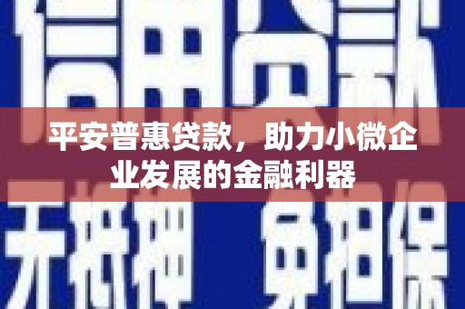 吴川平安普惠贷款，助力小微企业发展的金融利器